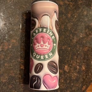 Caffeine Queen Pink and Brown Tumbler